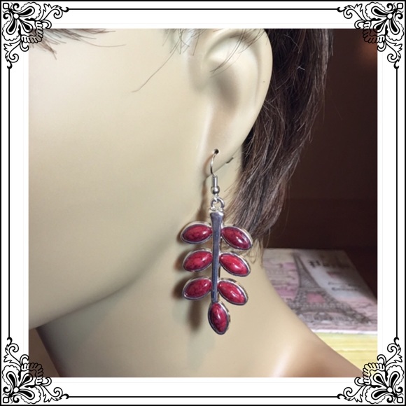 LAST ONE!  Red Dyed Howlite Earrings - Picture 2 of 8
